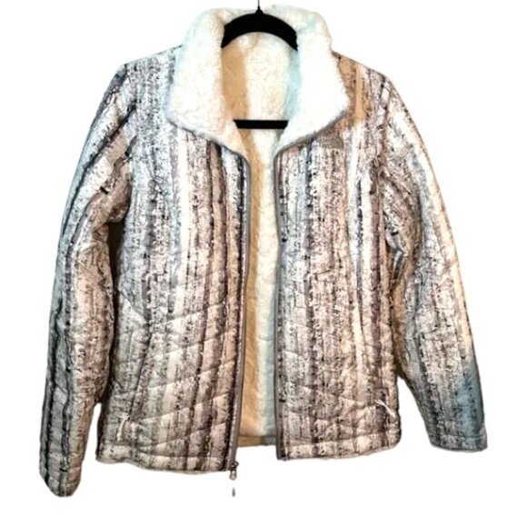The North Face Reversible Lulea White Tree Bark Jacket Women’s Size Small - Picture 1 of 16